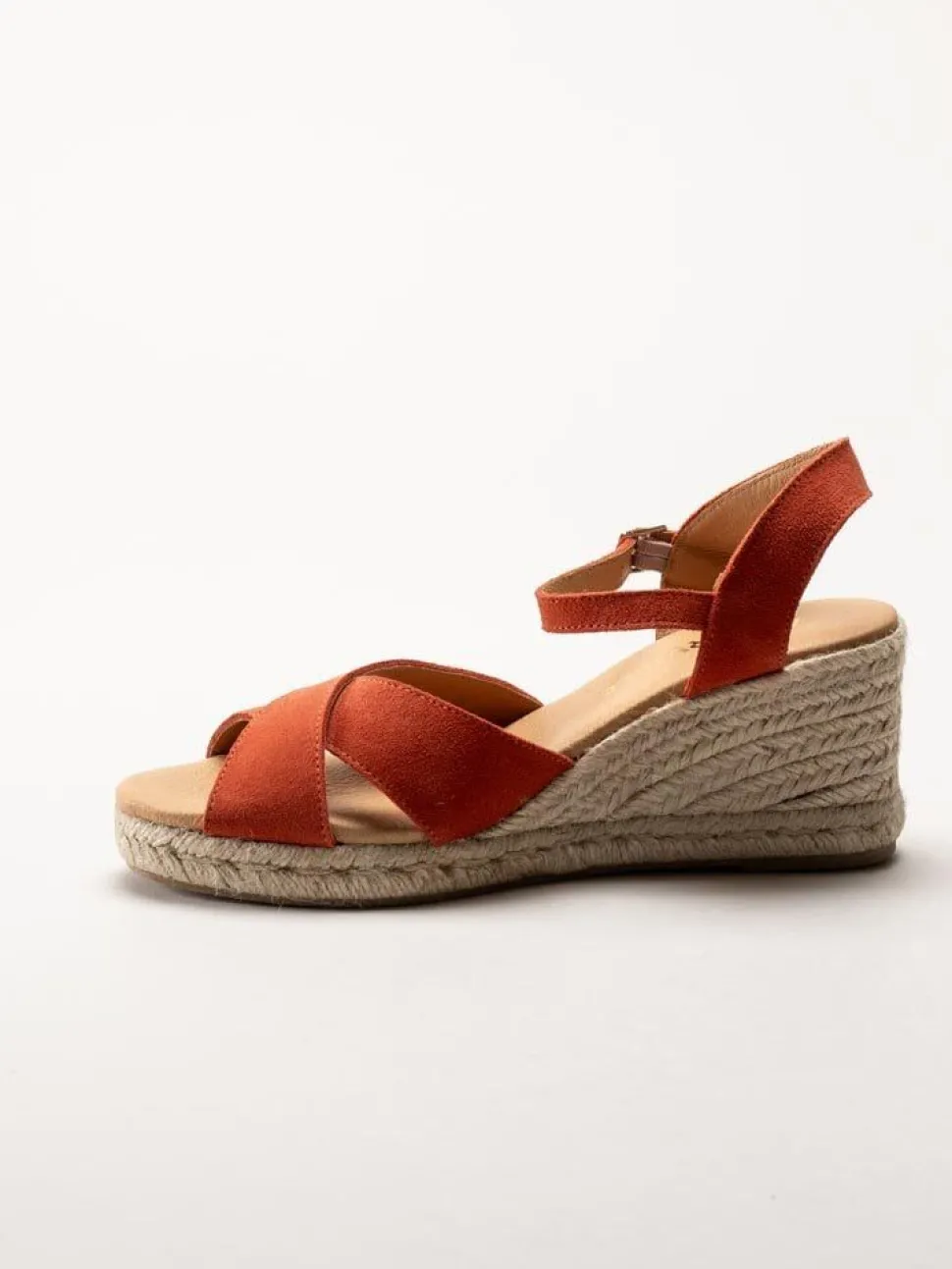 Alberville - Vendy Suede Elche - Röda kilklackade sandaletter i mocka