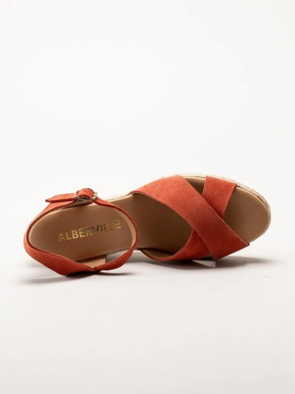 Alberville - Vendy Suede Elche - Röda kilklackade sandaletter i mocka