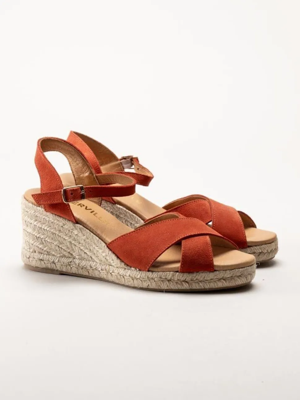 Alberville - Vendy Suede Elche - Röda kilklackade sandaletter i mocka