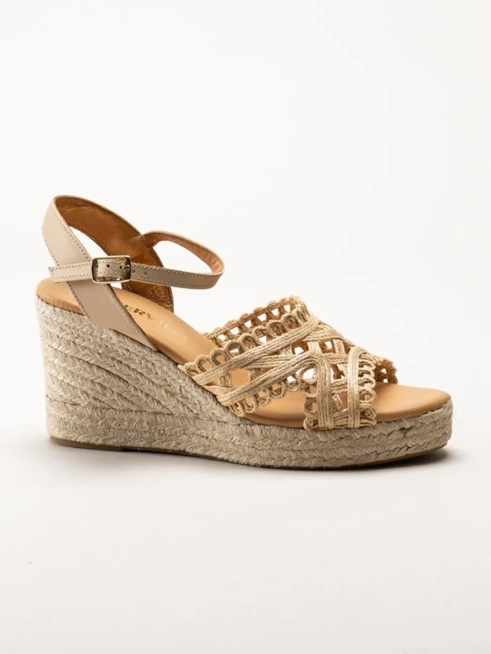 Alberville - Viveca Macrame - Beige kilklackade sandaletter