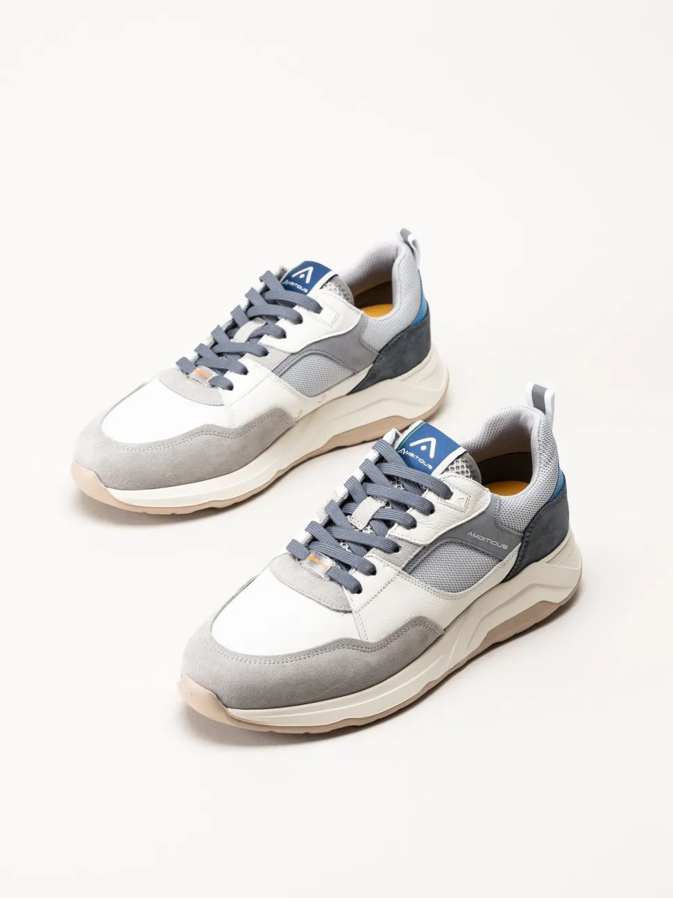 Ambitious - Gråblå sneakers i skinn och mocka