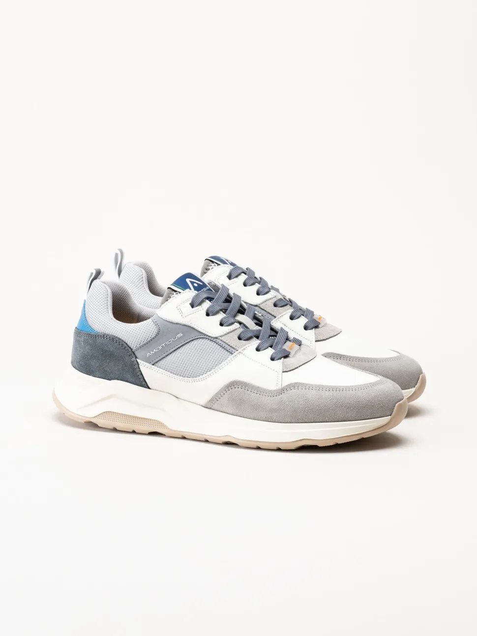 Ambitious - Gråblå sneakers i skinn och mocka
