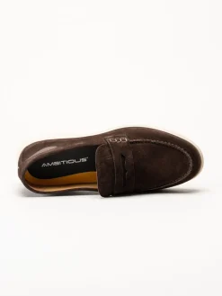 Ambitious - Mörkbruna pennyloafers i mocka