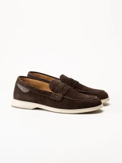 Ambitious - Mörkbruna pennyloafers i mocka