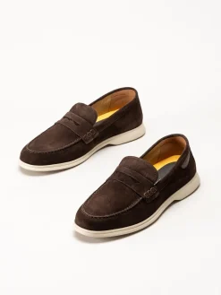Ambitious - Mörkbruna pennyloafers i mocka