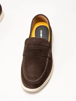 Ambitious - Mörkbruna pennyloafers i mocka