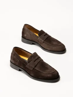 Ambitious - Mörkbruna pennyloafers i mocka