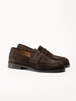 Ambitious - Mörkbruna pennyloafers i mocka