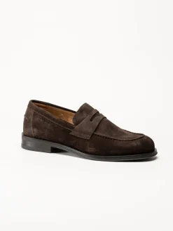 Ambitious - Mörkbruna pennyloafers i mocka