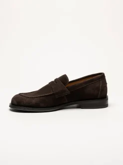 Ambitious - Mörkbruna pennyloafers i mocka