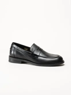 Ambitious - Svarta pennyloafers i skinn