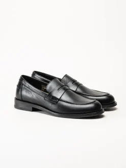 Ambitious - Svarta pennyloafers i skinn
