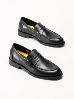 Ambitious - Svarta pennyloafers i skinn