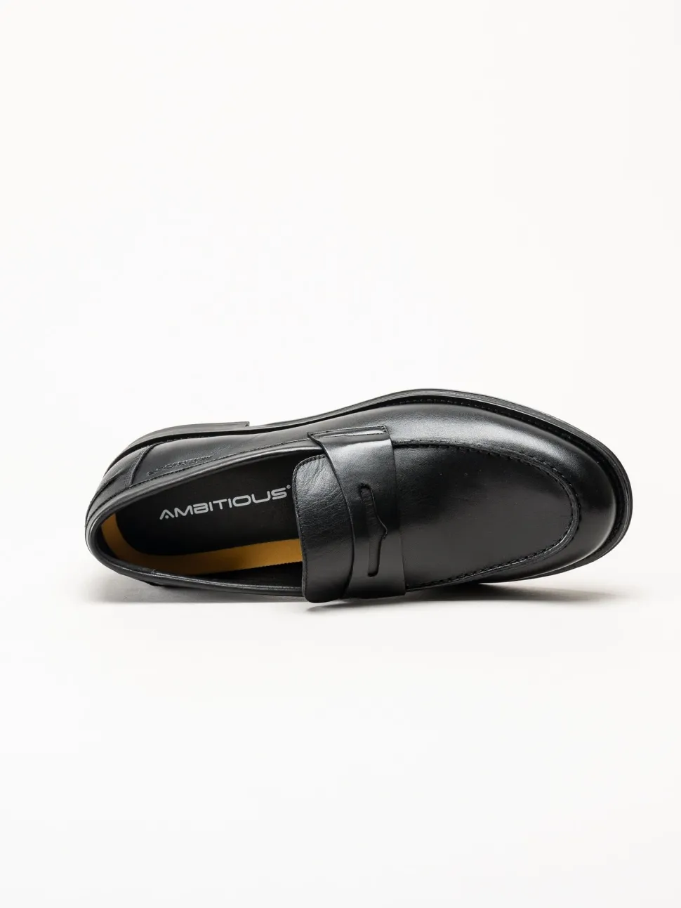 Ambitious - Svarta pennyloafers i skinn