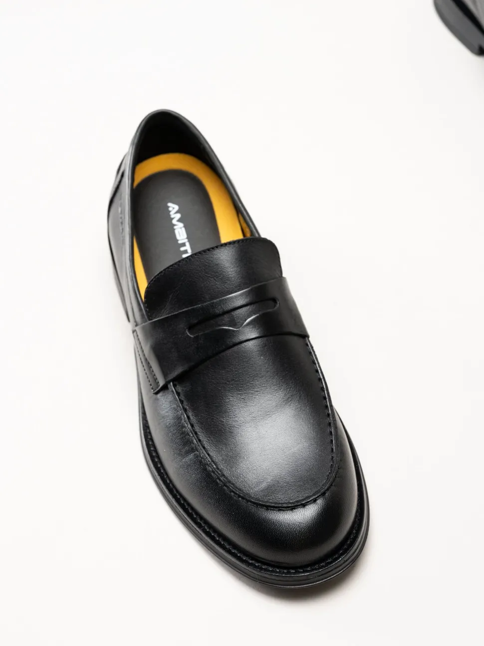 Ambitious - Svarta pennyloafers i skinn
