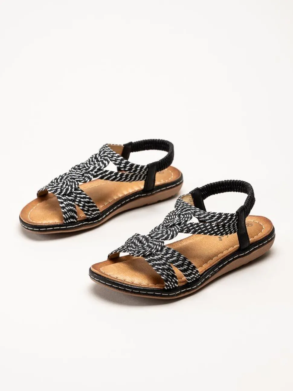 Andrea Conti - Svarta och silvriga t-sleif sandaler
