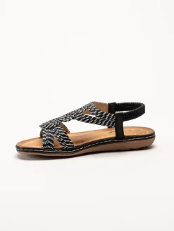 Andrea Conti - Svarta och silvriga t-sleif sandaler