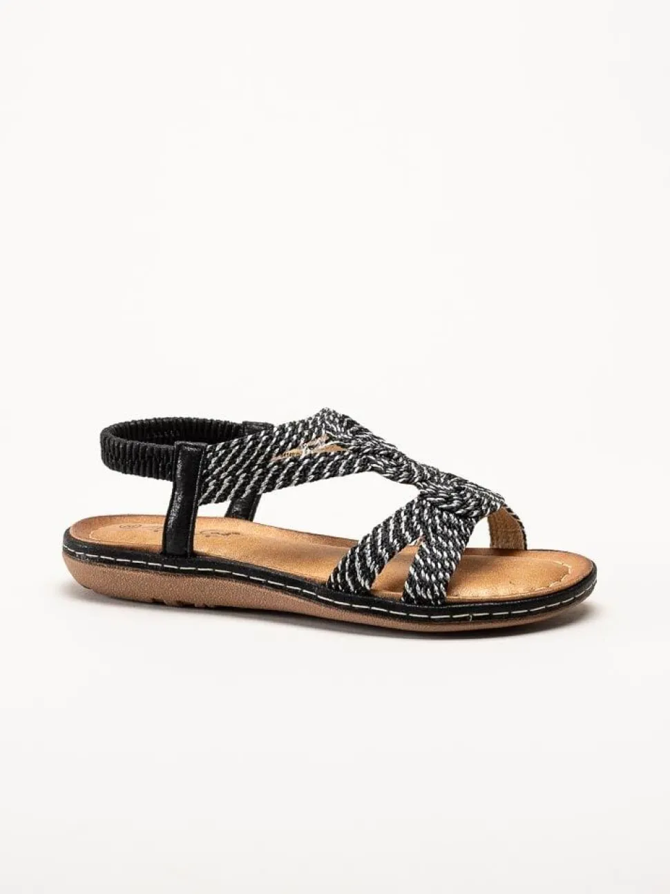 Andrea Conti - Svarta och silvriga t-sleif sandaler