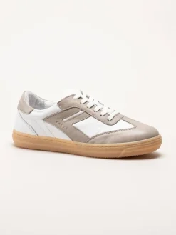 Andrea Conti - Vit beige sneakers i skinn