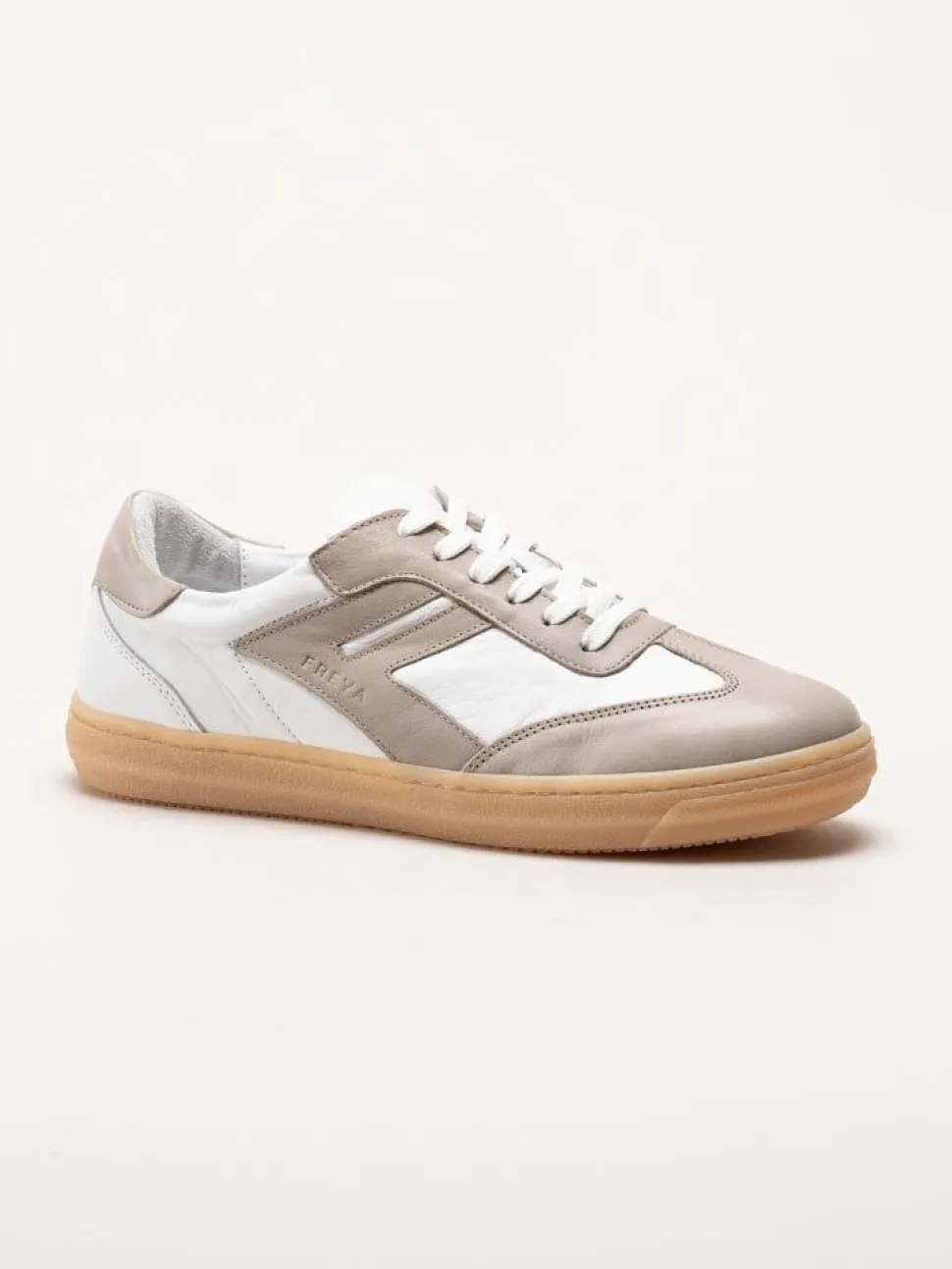 Andrea Conti - Vit beige sneakers i skinn