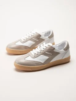 Andrea Conti - Vit beige sneakers i skinn