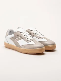Andrea Conti - Vit beige sneakers i skinn