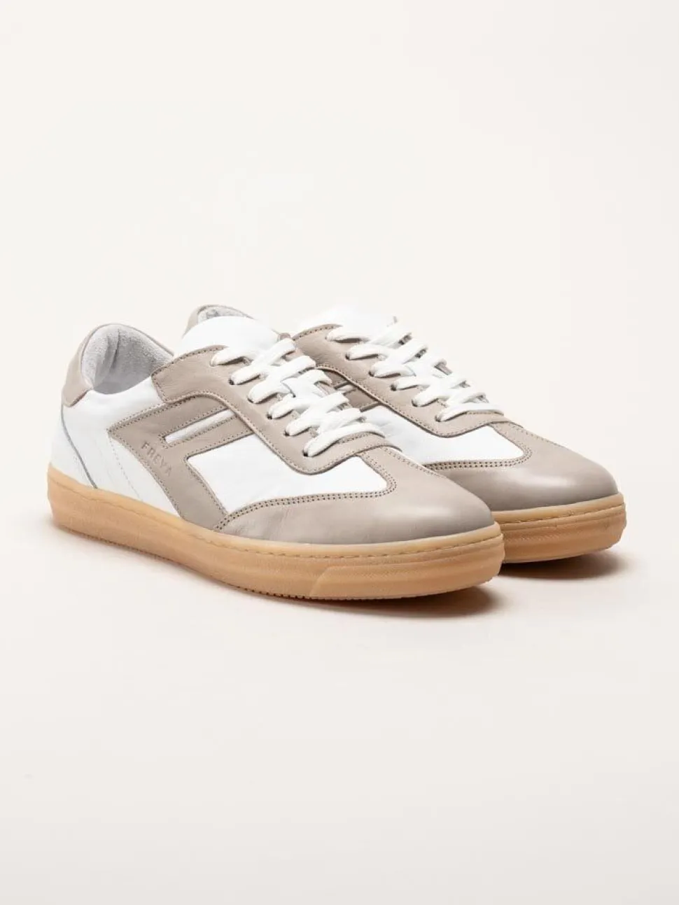 Andrea Conti - Vit beige sneakers i skinn