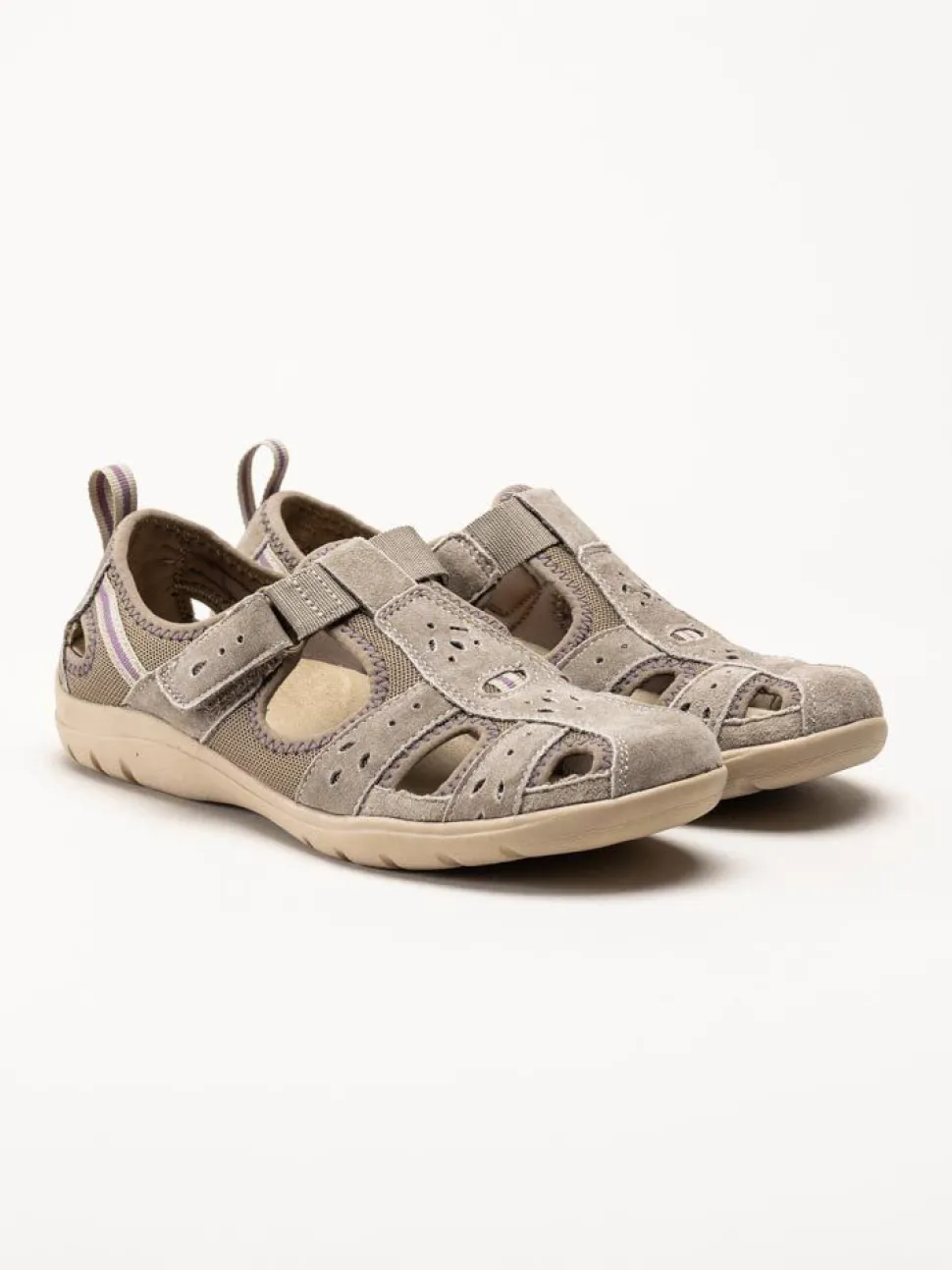 Axelda - Cleveland - Beige sandalskor i mocka och textil