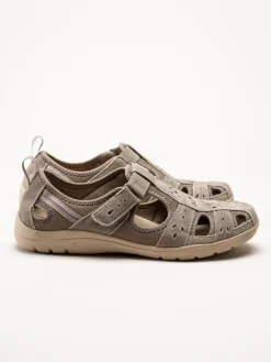 Axelda - Cleveland - Beige sandalskor i mocka och textil