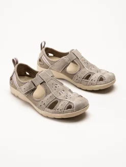 Axelda - Cleveland - Beige sandalskor i mocka och textil