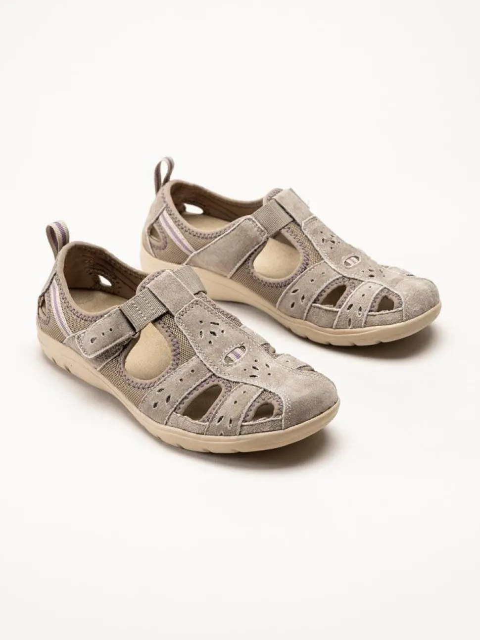 Axelda - Cleveland - Beige sandalskor i mocka och textil