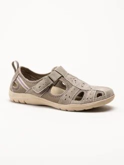 Axelda - Cleveland - Beige sandalskor i mocka och textil