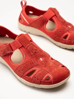 Axelda - Cleveland - Röda sandalskor i mocka och textil