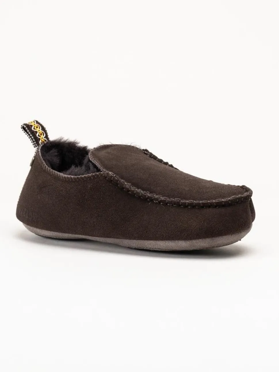 Axelda - Edinburgh 2 - Mörkbruna slip on fårskinnstofflor