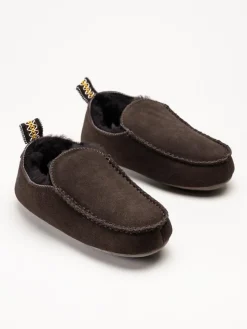 Axelda - Edinburgh 2 - Mörkbruna slip on fårskinnstofflor