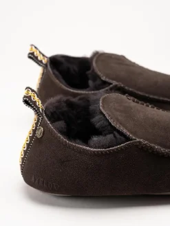 Axelda - Edinburgh 2 - Mörkbruna slip on fårskinnstofflor
