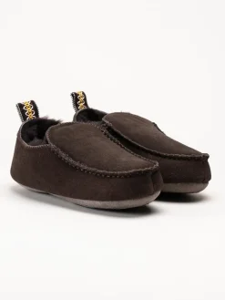Axelda - Edinburgh 2 - Mörkbruna slip on fårskinnstofflor
