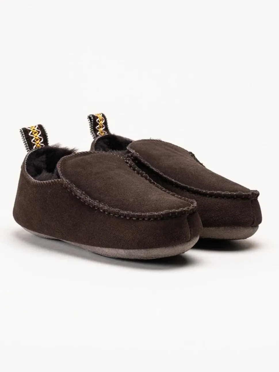 Axelda - Edinburgh 2 - Mörkbruna slip on fårskinnstofflor