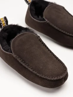 Axelda - Edinburgh 2 - Mörkbruna slip on fårskinnstofflor
