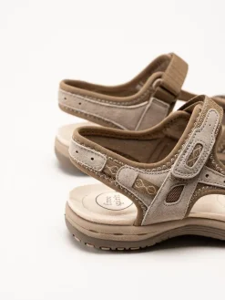 Axelda - Frisco - Beige sandaler i mocka och textil