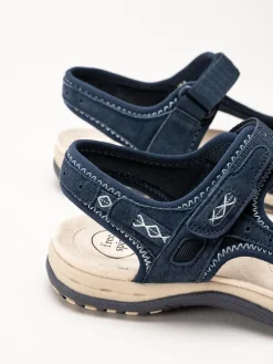 Axelda - Frisco - Blå sandaler i mocka och textil