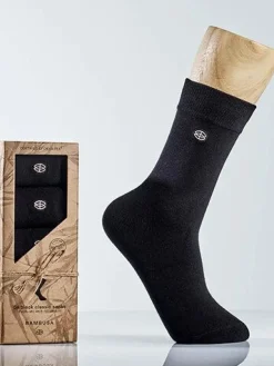 Bambusa - Svarta klassiska strumpor av bambu i 5-pack