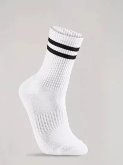 Bambusa - Vit Tennis-socka med två svarta ränder