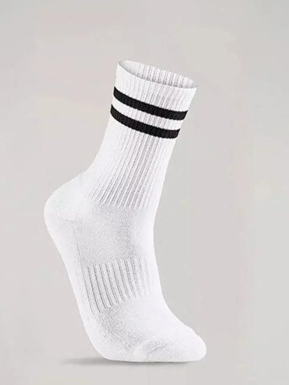 Bambusa - Vit Tennis-socka med två svarta ränder
