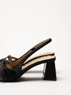 Bianco - Biamaralyn Buckle - Svarta slingback pumps i satin