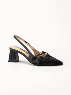 Bianco - Biamaralyn Buckle - Svarta slingback pumps i satin