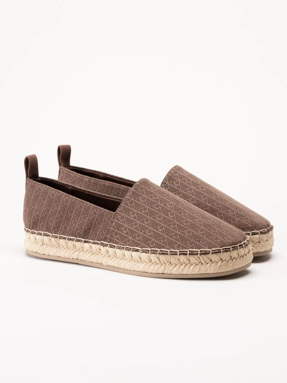 Calvin Klein - Oblique AOP - Mörkbruna espadrillos