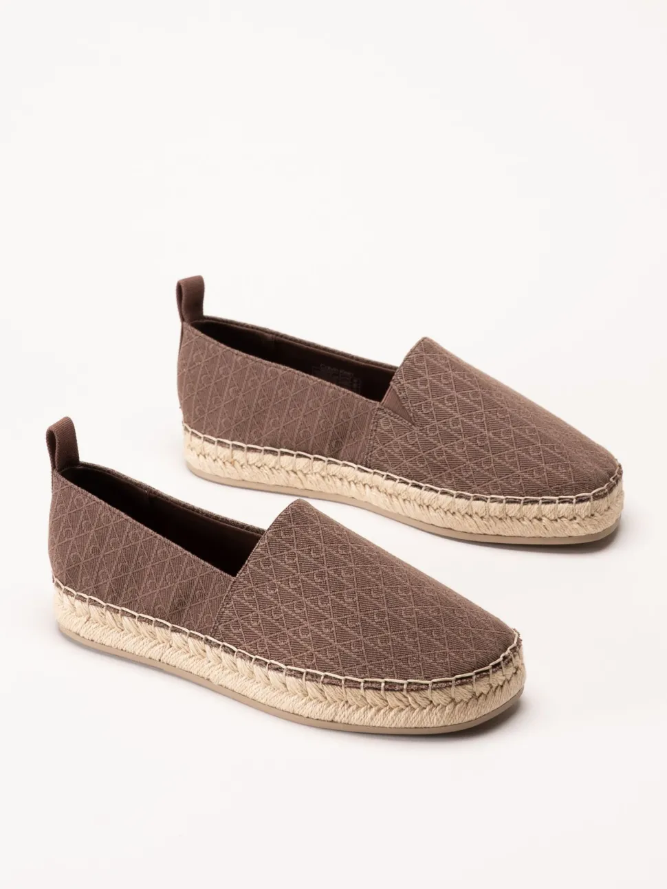 Calvin Klein - Oblique AOP - Mörkbruna espadrillos