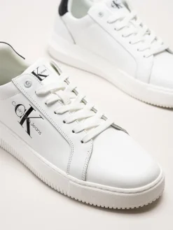 Calvin Klein - SEAMUS 20L - Vita sneakers i skinn