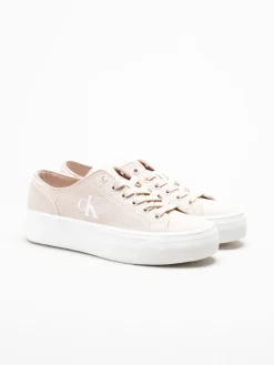 Calvin Klein - Vulc Flatform Low Canvas Mg - Ljusrosa platåsneakers i textil